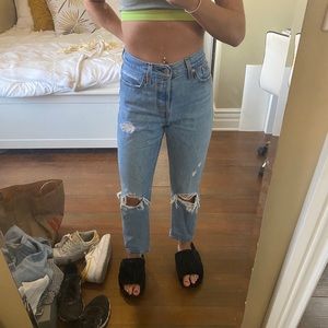 Levi’s Wedgie Straight Leg Distressed Jeans